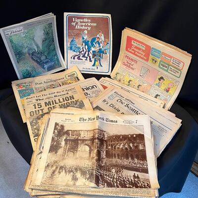 Large Lot of Vintage and Antique Newspapers and Comics