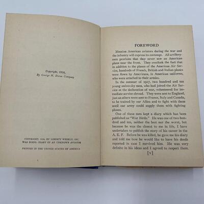 1926 War Birds Diary of an Unknown Aviator Grosset & Dunplap