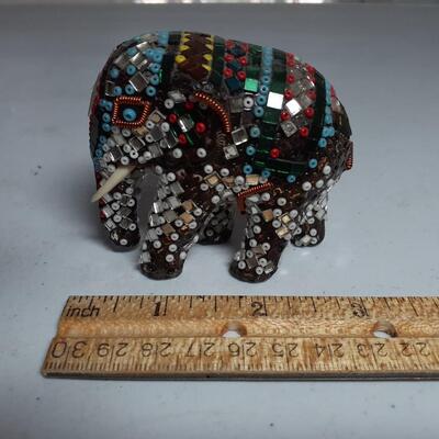 2.6in tall copper glass and beaded elephant