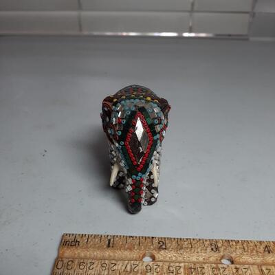 2.6in tall copper glass and beaded elephant