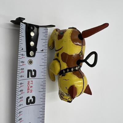 Rare 1950s Japan Wind Up Bulldog Tin Toy with Spinning Tail