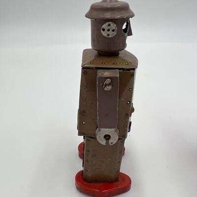 Lot of 2 Antique and Reproduction Japanese Atomic Robot Man Wind Up Toys circa WW2