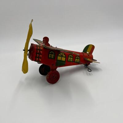 Very Rare Early Louis Marx & Co Wind Up Tin Toy Plane