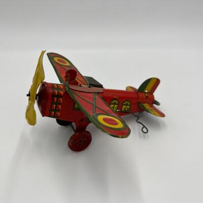 Very Rare Early Louis Marx & Co Wind Up Tin Toy Plane
