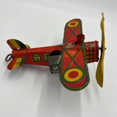 Very Rare Early Louis Marx & Co Wind Up Tin Toy Plane