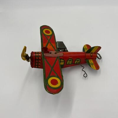 Very Rare Early Louis Marx & Co Wind Up Tin Toy Plane