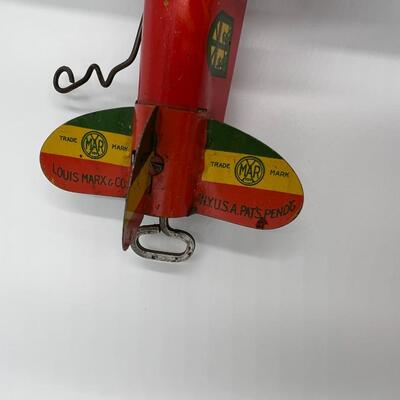 Very Rare Early Louis Marx & Co Wind Up Tin Toy Plane