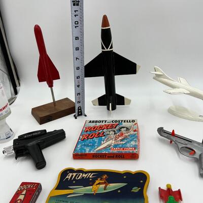 Large Lot of Vintage Space Toys Ephemera and Rocket Ships
