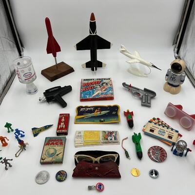 Large Lot of Vintage Space Toys Ephemera and Rocket Ships