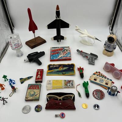 Large Lot of Vintage Space Toys Ephemera and Rocket Ships