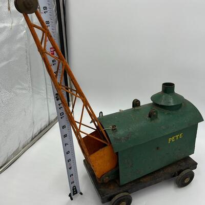 1920s or 1930s Antique Pressed Steel Toy Crane with Magnet