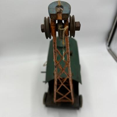 1920s or 1930s Antique Pressed Steel Toy Crane with Magnet