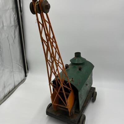 1920s or 1930s Antique Pressed Steel Toy Crane with Magnet