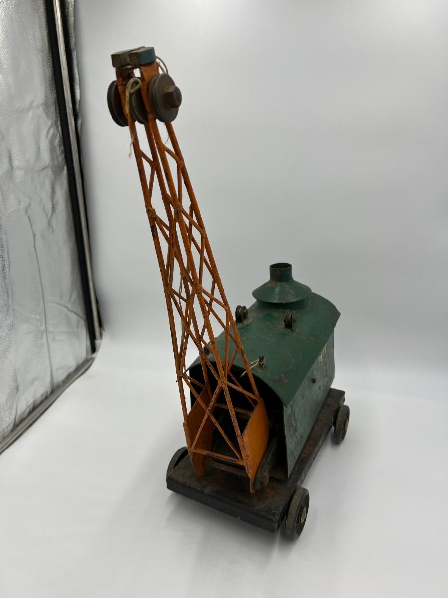 1920s or 1930s Antique Pressed Steel Toy Crane with Magnet