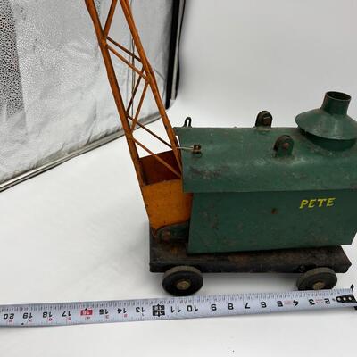 1920s or 1930s Antique Pressed Steel Toy Crane with Magnet