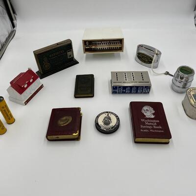 Lot of 13 Seattle Area Vintage Coin Banks
