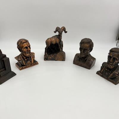 Vintage Lot of 5 Metal Coin Banks of Abraham Lincoln Northern Life Tower Seattle and Mountain Ram