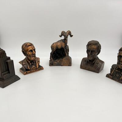 Vintage Lot of 5 Metal Coin Banks of Abraham Lincoln Northern Life Tower Seattle and Mountain Ram