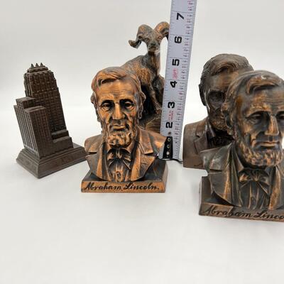 Vintage Lot of 5 Metal Coin Banks of Abraham Lincoln Northern Life Tower Seattle and Mountain Ram