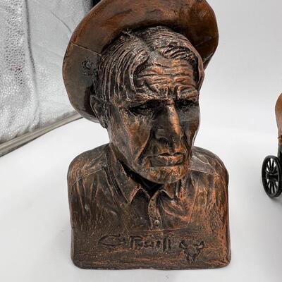 Lot of 6 Vintage Metal Banks of Gold Miners Pioneers and Wagons