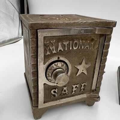 Premium Lot of 6 Antique Cast Iron Coin Banks Safes