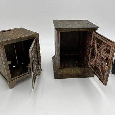 Premium Lot of 6 Antique Cast Iron Coin Banks Safes