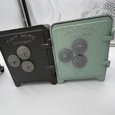 Premium Lot of 6 Antique Cast Iron Coin Banks Safes