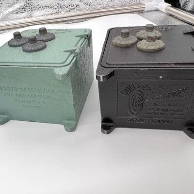 Premium Lot of 6 Antique Cast Iron Coin Banks Safes