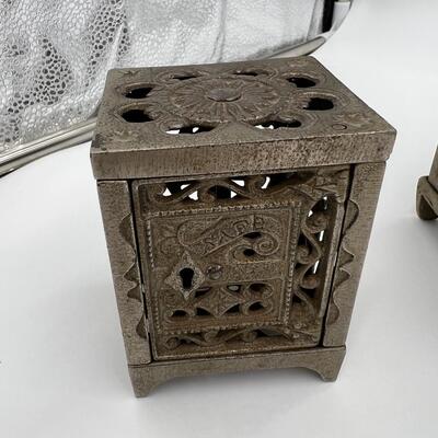 Premium Lot of 6 Antique Cast Iron Coin Banks Safes