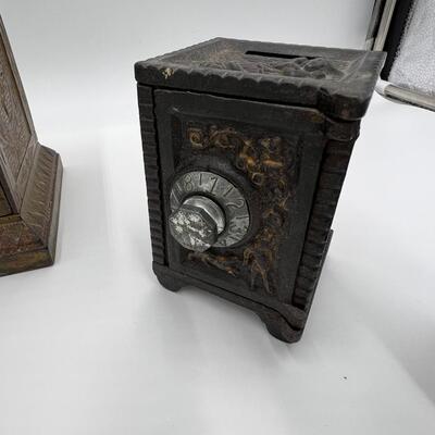 Premium Lot of 6 Antique Cast Iron Coin Banks Safes