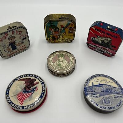 Premium Lot of 6 Dime Coin Banks with Popular Culture Themes