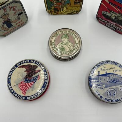 Premium Lot of 6 Dime Coin Banks with Popular Culture Themes