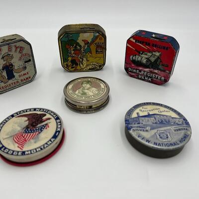 Premium Lot of 6 Dime Coin Banks with Popular Culture Themes