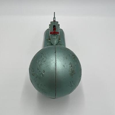 Rare Vintage Strato Mechanical Coin Bank of Rocket Ship and Moon