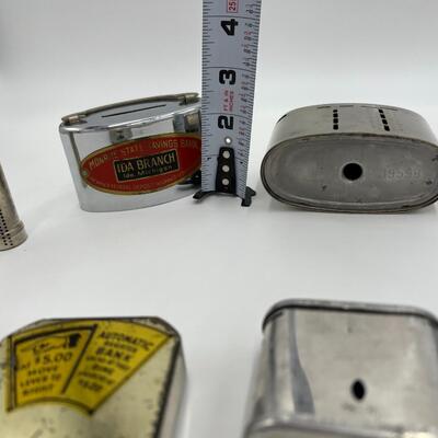 Lot of 11 Vintage Metal Dime Coin Banks