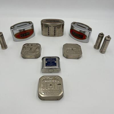 Lot of 11 Vintage Metal Dime Coin Banks