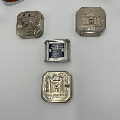 Lot of 11 Vintage Metal Dime Coin Banks
