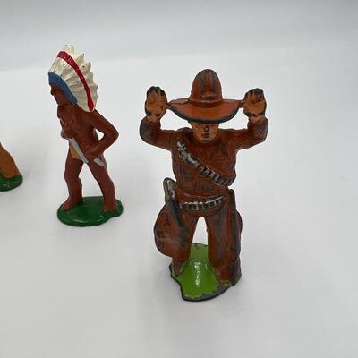 Antique Lot of 5 Barclay USA Cowboy and Indian Dime Store Figurine Toys
