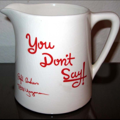 MS Vintage 1963 Souvenir Pitcher from 1963 TV Show "You Don't Say" Ralph Andrews & Bill Yagemann