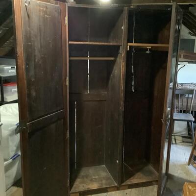 Antique wardrobe with beveled mirrors