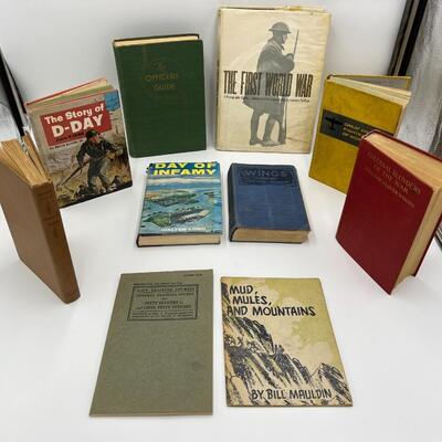 Lot of 10 War Related Vintage Books 1920s 1930s 1940s 1950s 1960s