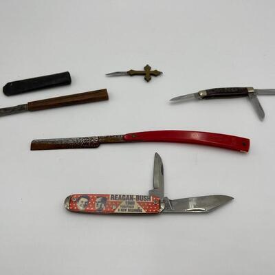 Lot of Vintage and 4 Antique Pocket Knives and Razor