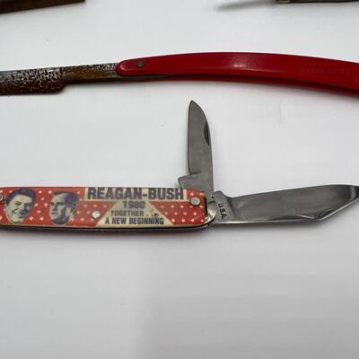Lot of Vintage and 4 Antique Pocket Knives and Razor