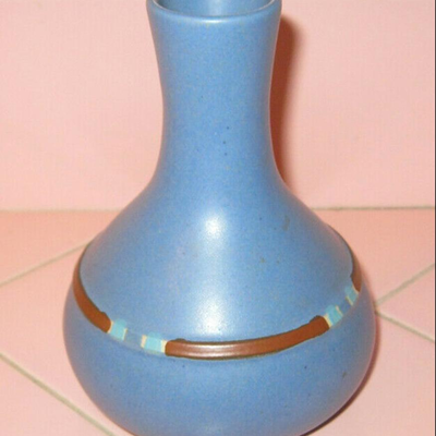 MS Vintage Dansk 5" Bud Vase Mesa Sky Blue Portugal 1990 Ceramic