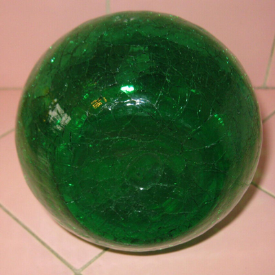 MS MCM Blenko Art Glass Crackle Pitcher Stopper Green Hand Blown Applied Handle