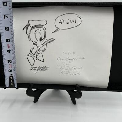 Very Rare Disney Donald Duck Animated Stills and Drawing Autographed by Bill Justice and Clarence Nash