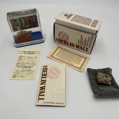 Lot of 2 1989 Berlin Wall Fragment Pieces with Documentation