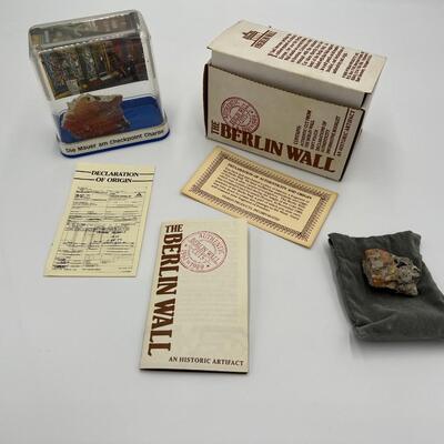 Lot of 2 1989 Berlin Wall Fragment Pieces with Documentation