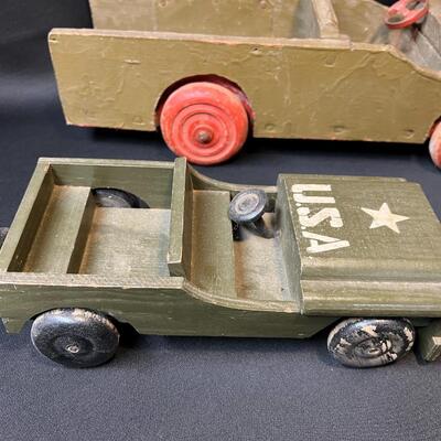 Antique Lot of 7 Military Vehicle Car and Truck Toys