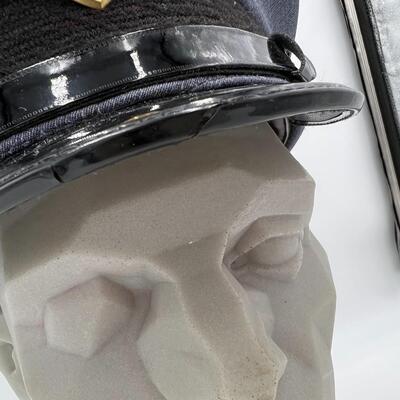 Vintage West Point Grey Blue Military Cadet Visor Cap with Badge and Buttons
